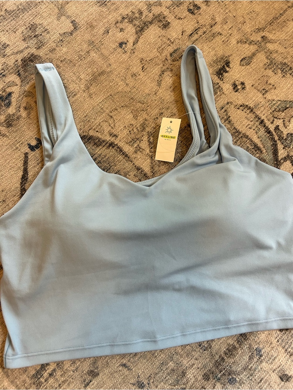aerie Dusty Blue Scoop Neck Sports Bralette